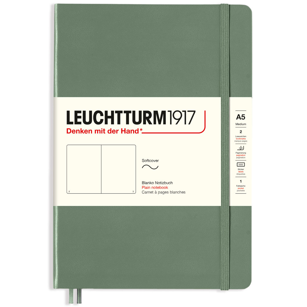 Записная книжка Leuchtturm Medium A5 Olive мягкая обложка 123 стр, артикул 365503. Фото 1