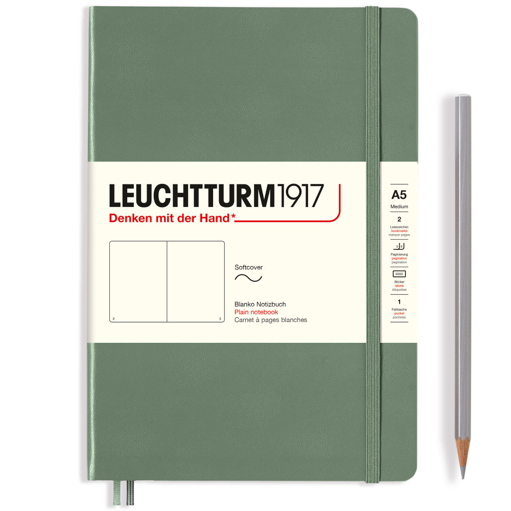 Записная книжка Leuchtturm Medium A5 Olive мягкая обложка 123 стр, артикул 365503. Фото 2