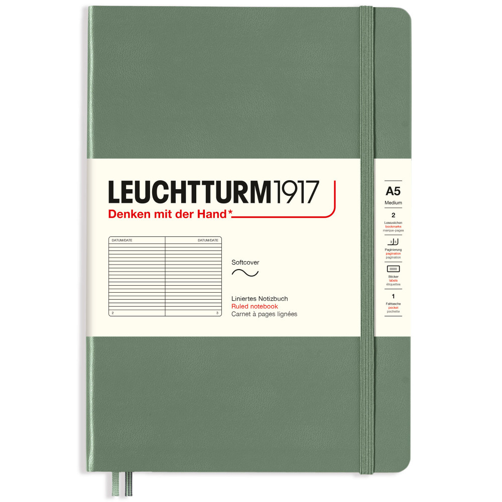 Записная книжка Leuchtturm Medium A5 Olive мягкая обложка 123 стр, артикул 365503. Фото 4