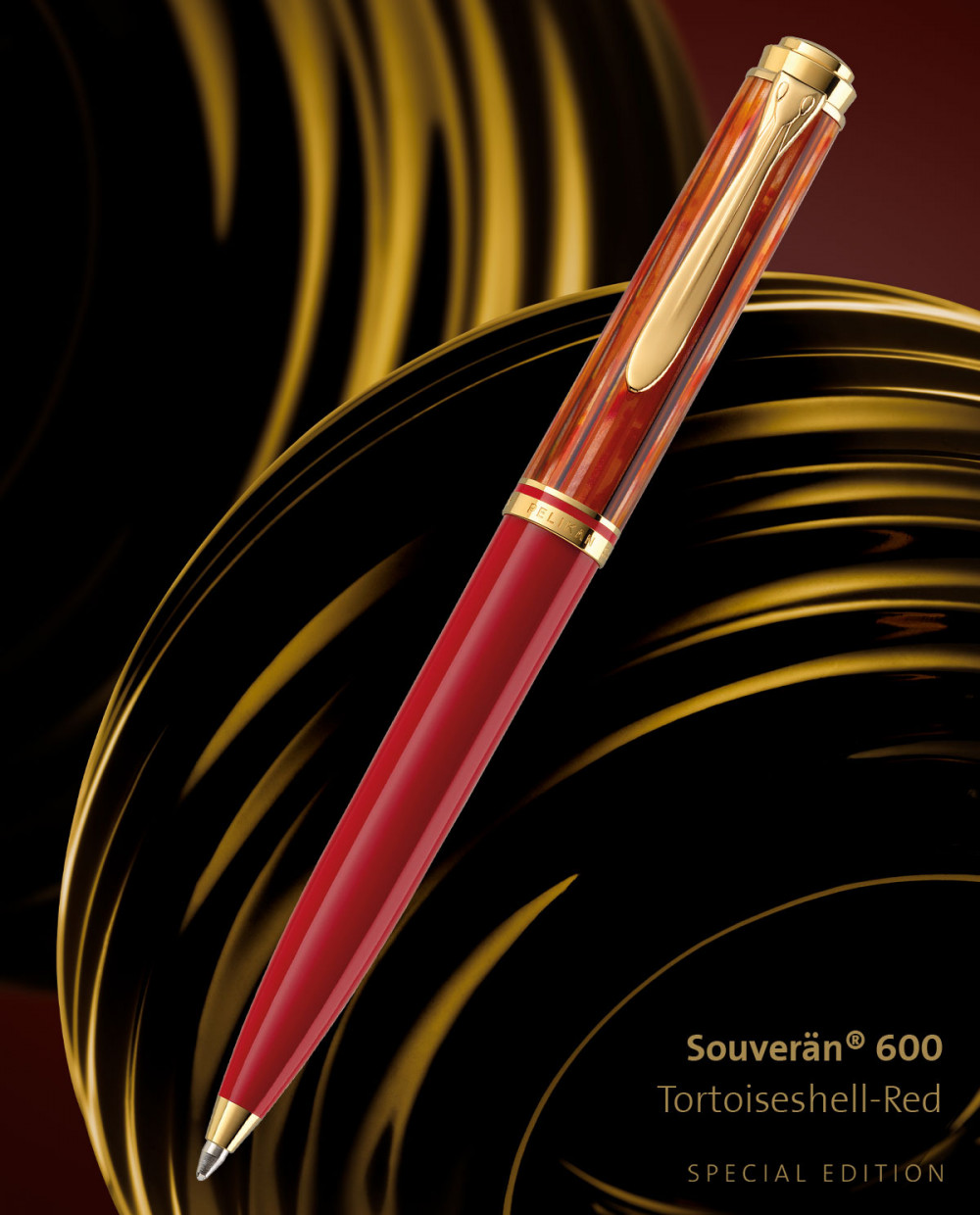 Шариковая ручка Pelikan Souveran K600 Tortoiseshell-Red Special Edition 2020, артикул PL815871. Фото 2