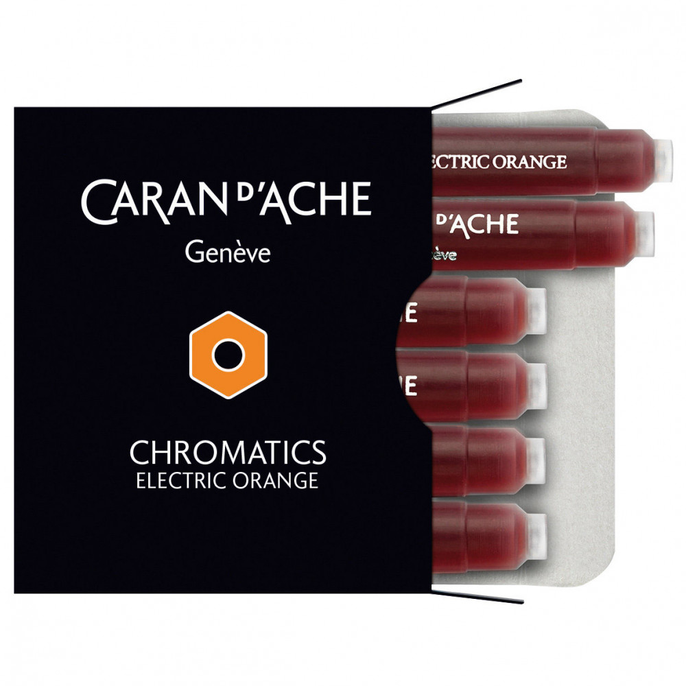 Картриджи Caran d'Ache Chromatics Electric Orange для перьевых ручек, артикул 8021.052. Фото 1