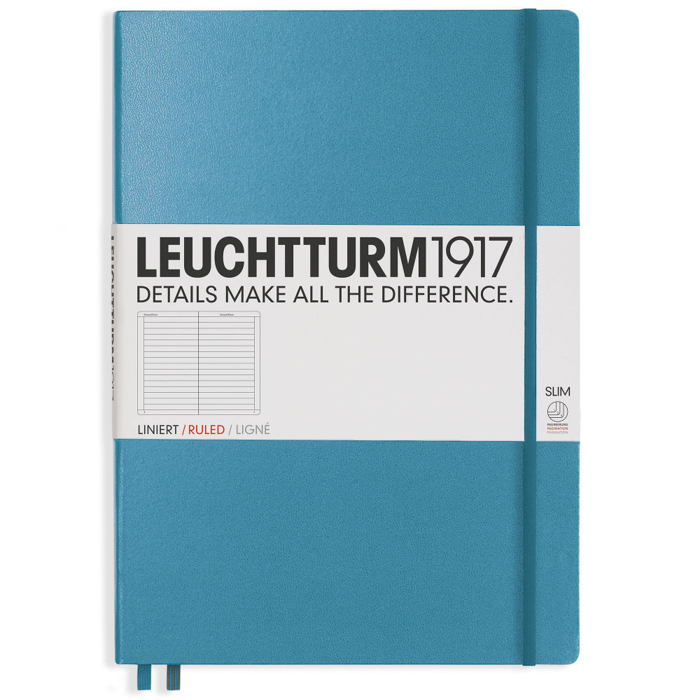 Записная книжка Leuchtturm Master Slim A4+ Nordic Blue твердая обложка 123 стр, артикул 354756. Фото 1