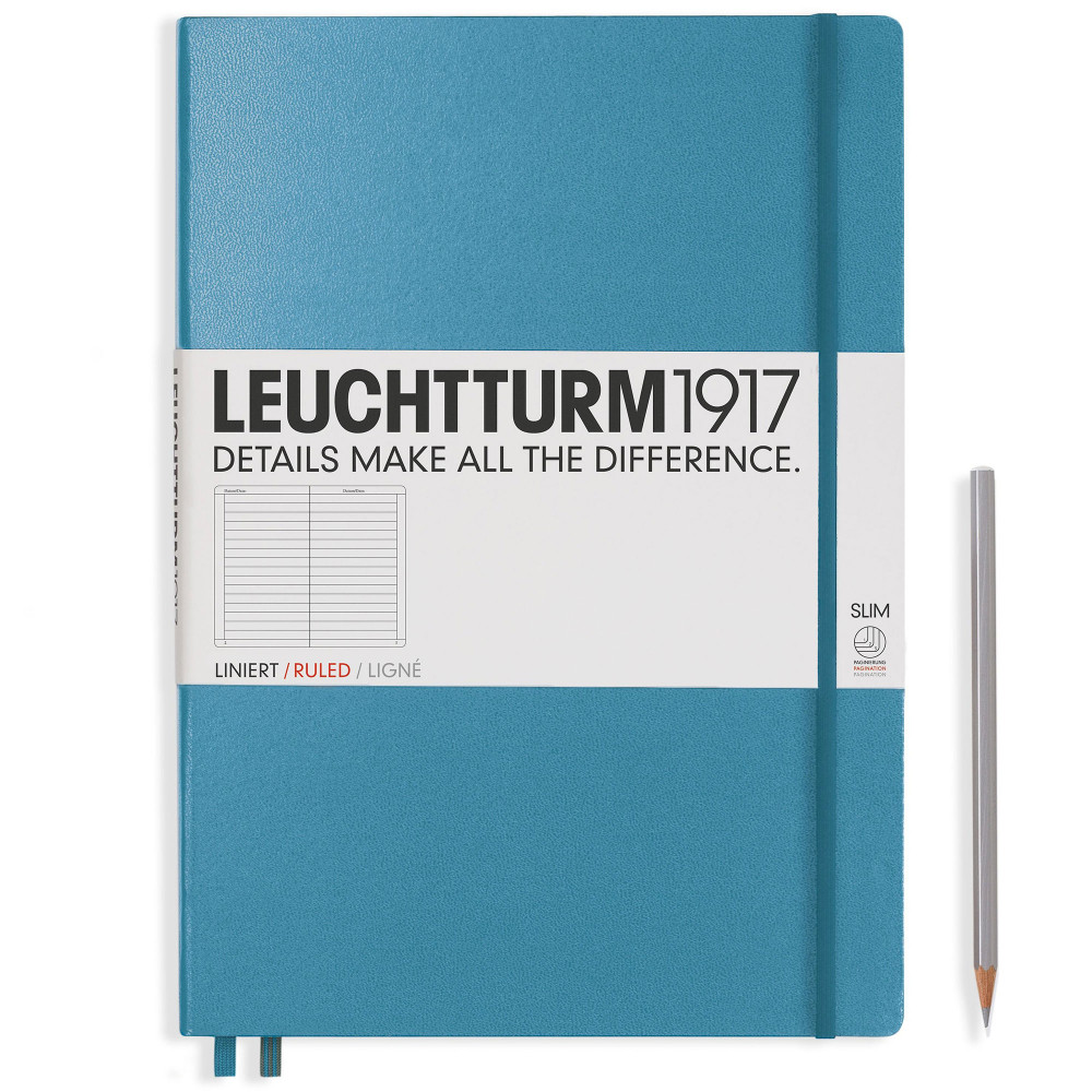 Записная книжка Leuchtturm Master Slim A4+ Nordic Blue твердая обложка 123 стр, артикул 354756. Фото 2
