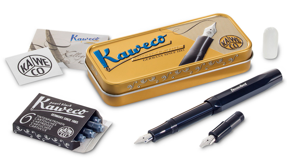 Набор для каллиграфии Kaweco Calligraphy Black S: перьевая ручка, набор перьев, картриджи, 10000812 Набор для каллиграфии Kaweco Calligraphy Black S: перьевая ручка, набор перьев, картриджи, артикул 10000812. Фото 1