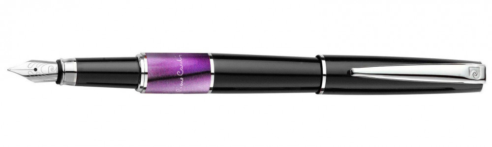Перьевая ручка Pierre Cardin Libra черный лак фиолетовая вставка из акрила, артикул PC3405FP-02. Фото 1