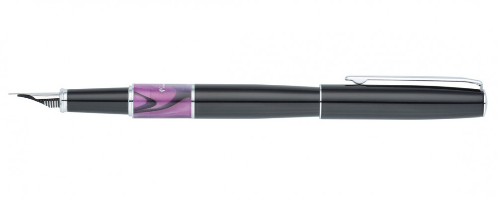 Перьевая ручка Pierre Cardin Libra черный лак фиолетовая вставка из акрила, артикул PC3405FP-02. Фото 3