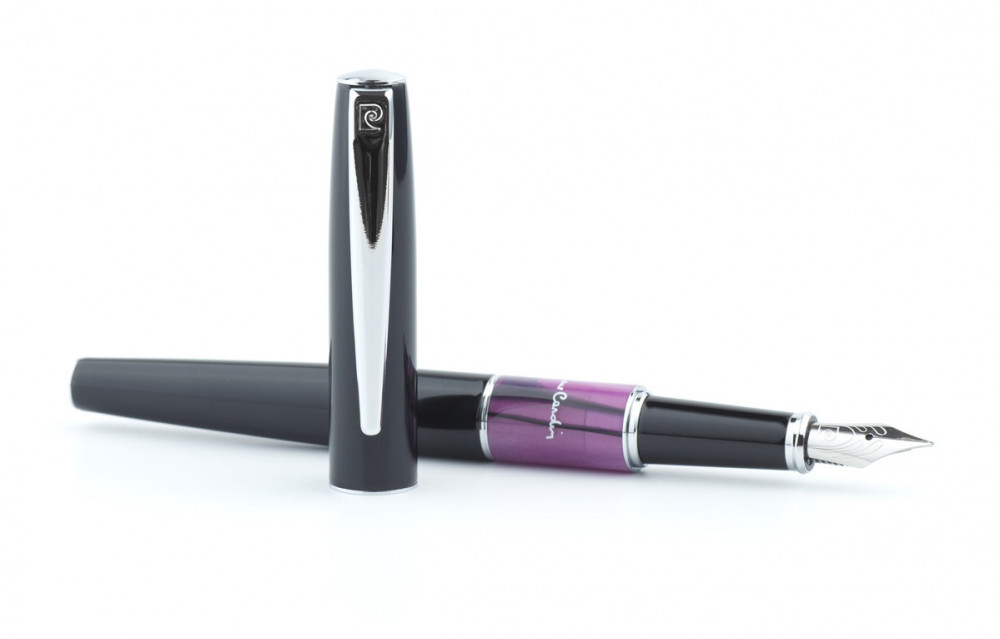Перьевая ручка Pierre Cardin Libra черный лак фиолетовая вставка из акрила, артикул PC3405FP-02. Фото 5