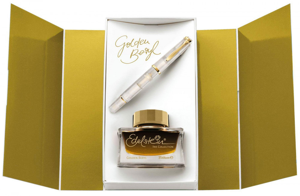 Подарочный набор: перьевая ручка Pelikan Elegance Classic M200 Golden Beryl SE 2021 + чернила Edelstein Golden Beryl, артикул PL819817. Фото 1