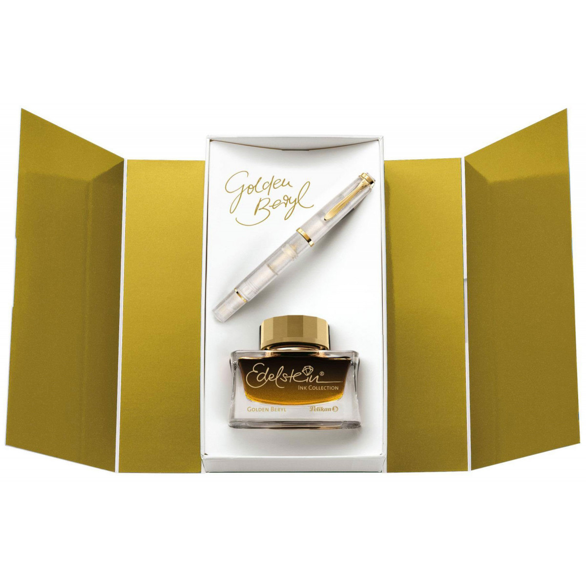 Подарочный набор: перьевая ручка Pelikan Elegance Classic M200 Golden Beryl SE 2021 + чернила Edelstein Golden Beryl, артикул PL819817. Фото 1