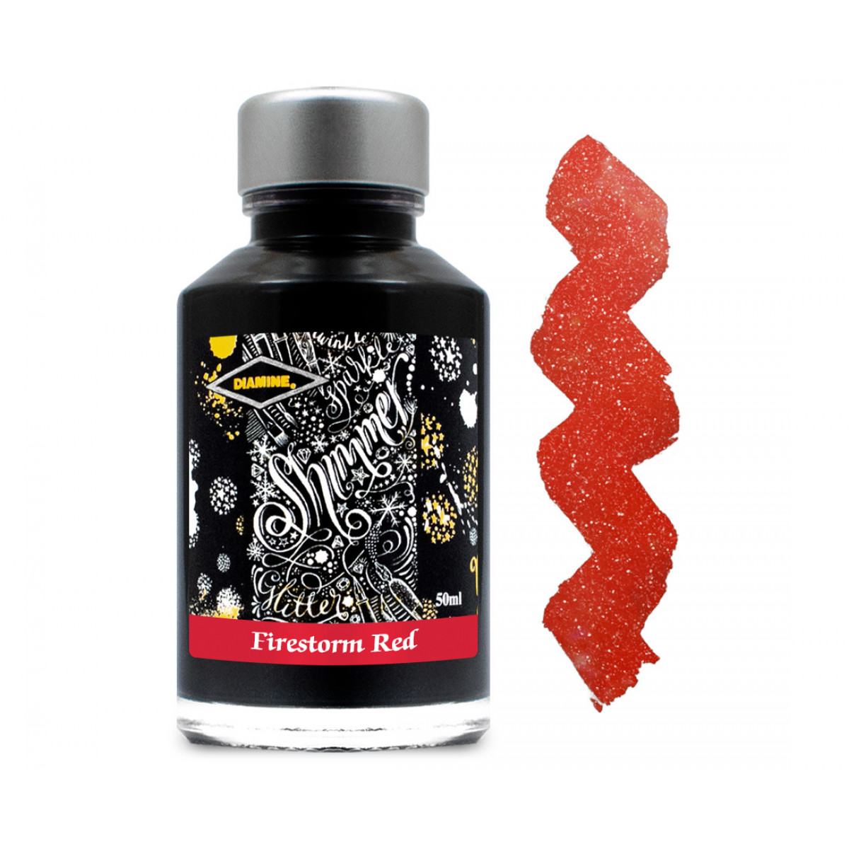 Флакон с чернилами Diamine Shimmer Firestorm Red 50 мл, артикул DFShFR. Фото 1