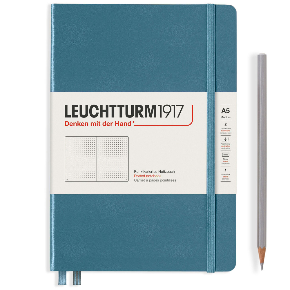 Записная книжка Leuchtturm Rising Colours A5 Stone Blue твердая обложка 251 стр, артикул 363334. Фото 2
