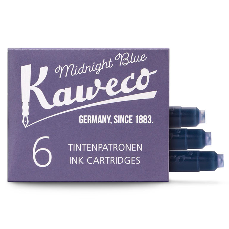 Картриджи с чернилами (6 шт) для перьевой ручки Kaweco Midnight Blue, артикул 10000258. Фото 1
