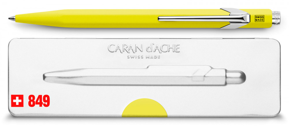 Шариковая ручка Caran d'Ache Office 849 Popline Fluorescent Yellow, артикул 849.970. Фото 3