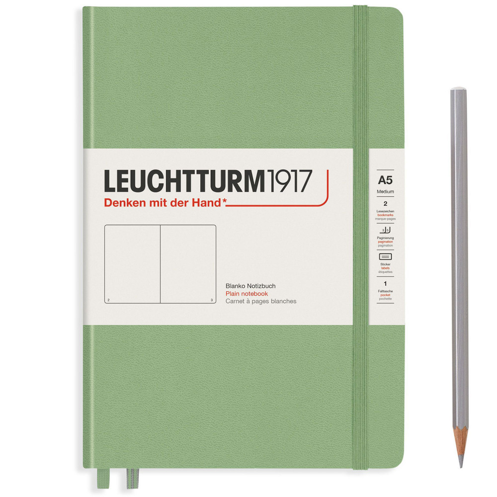 Записная книжка Leuchtturm Medium A5 Sage твердая обложка 251 стр, артикул 361585. Фото 2