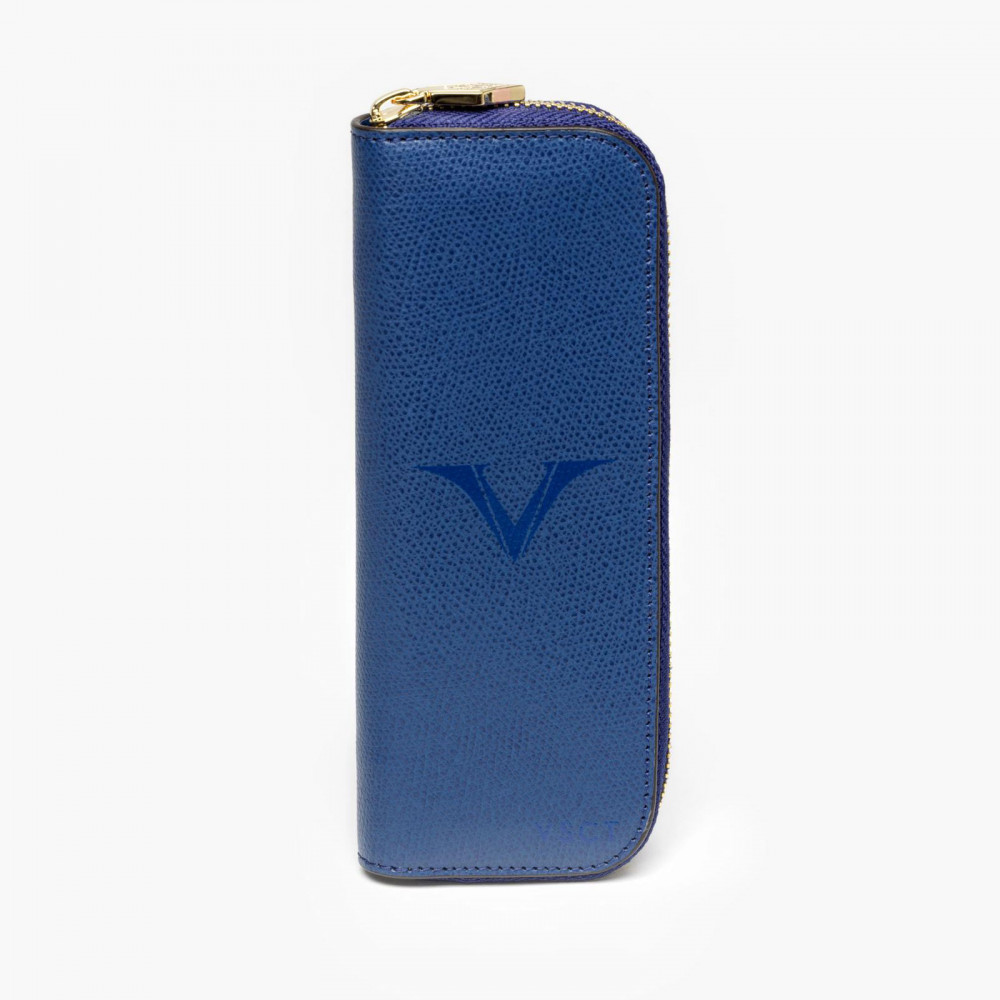 Кожаный чехол для двух ручек Visconti VSCT синий, артикул KL06-02. Фото 3