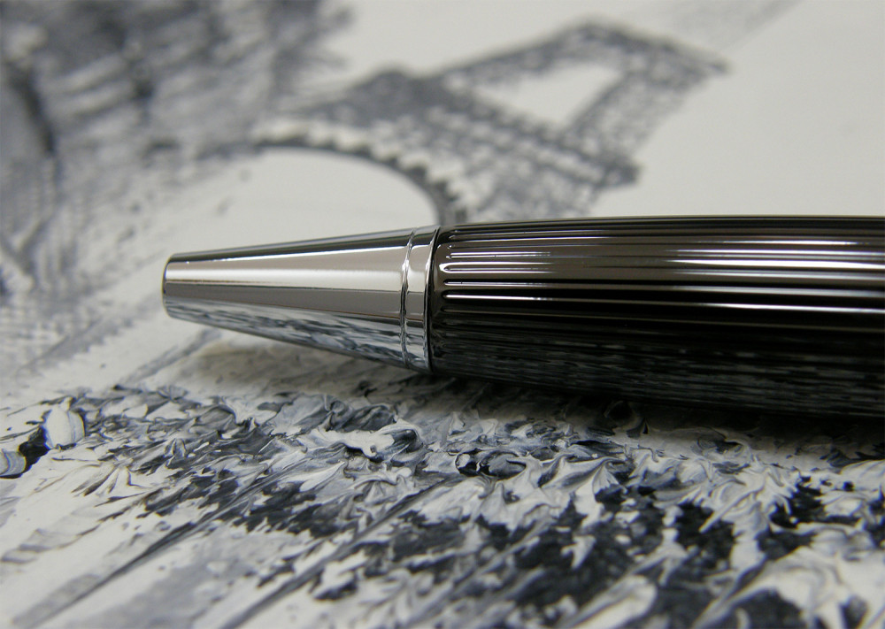 Шариковая ручка Pierre Cardin L'Esprit темно-серый лак гравировка позолота хром, артикул PC6603BP. Фото 3
