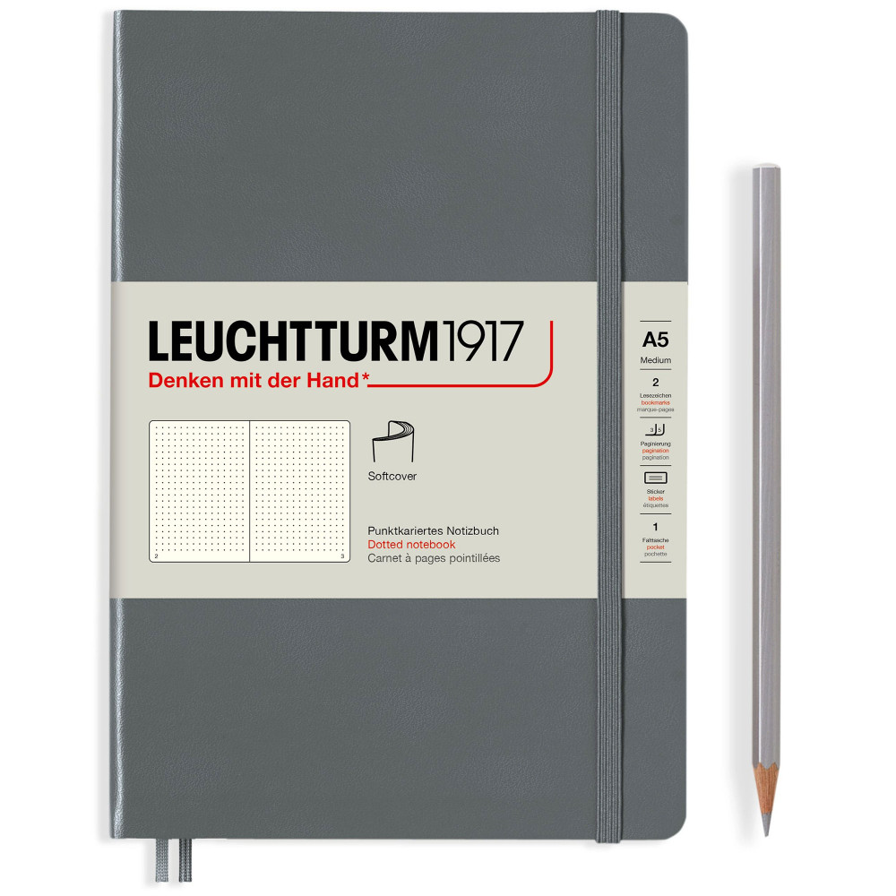 Записная книжка Leuchtturm Medium A5 Anthracite мягкая обложка 123 стр, артикул 362851. Фото 2