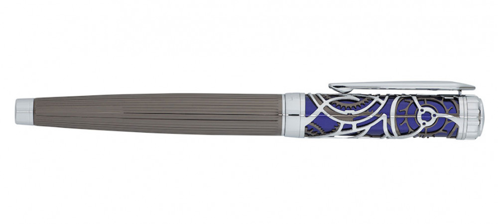Ручка-роллер Pierre Cardin L'Esprit темно-серый и синий лак гравировка хром, артикул PC6606RP. Фото 2
