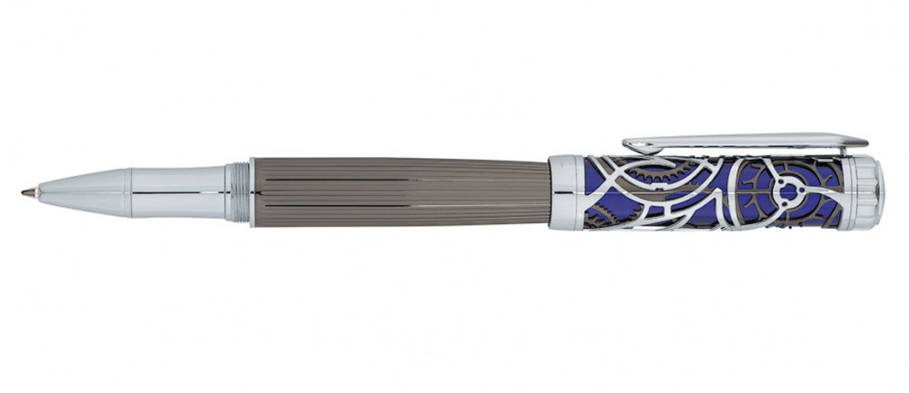 Ручка-роллер Pierre Cardin L'Esprit темно-серый и синий лак гравировка хром, артикул PC6606RP. Фото 3
