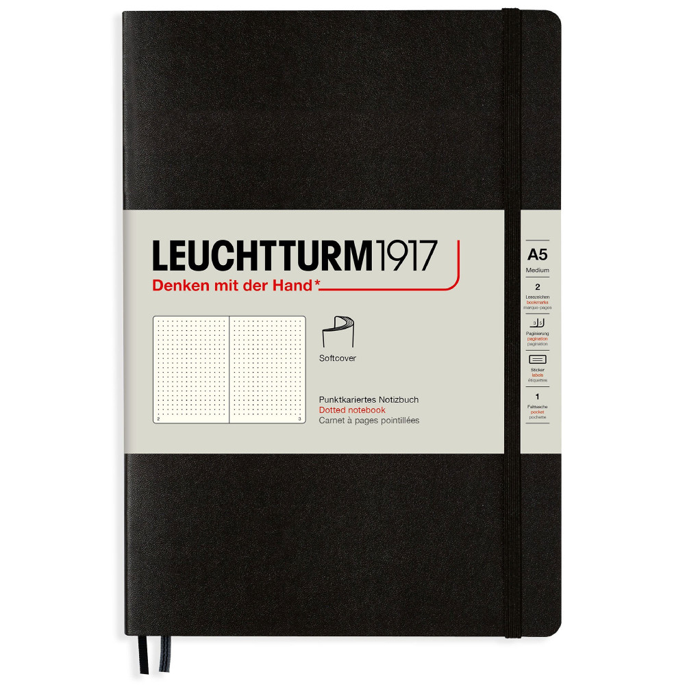 Записная книжка Leuchtturm Medium A5 Black мягкая обложка 123 стр, артикул 324804. Фото 1