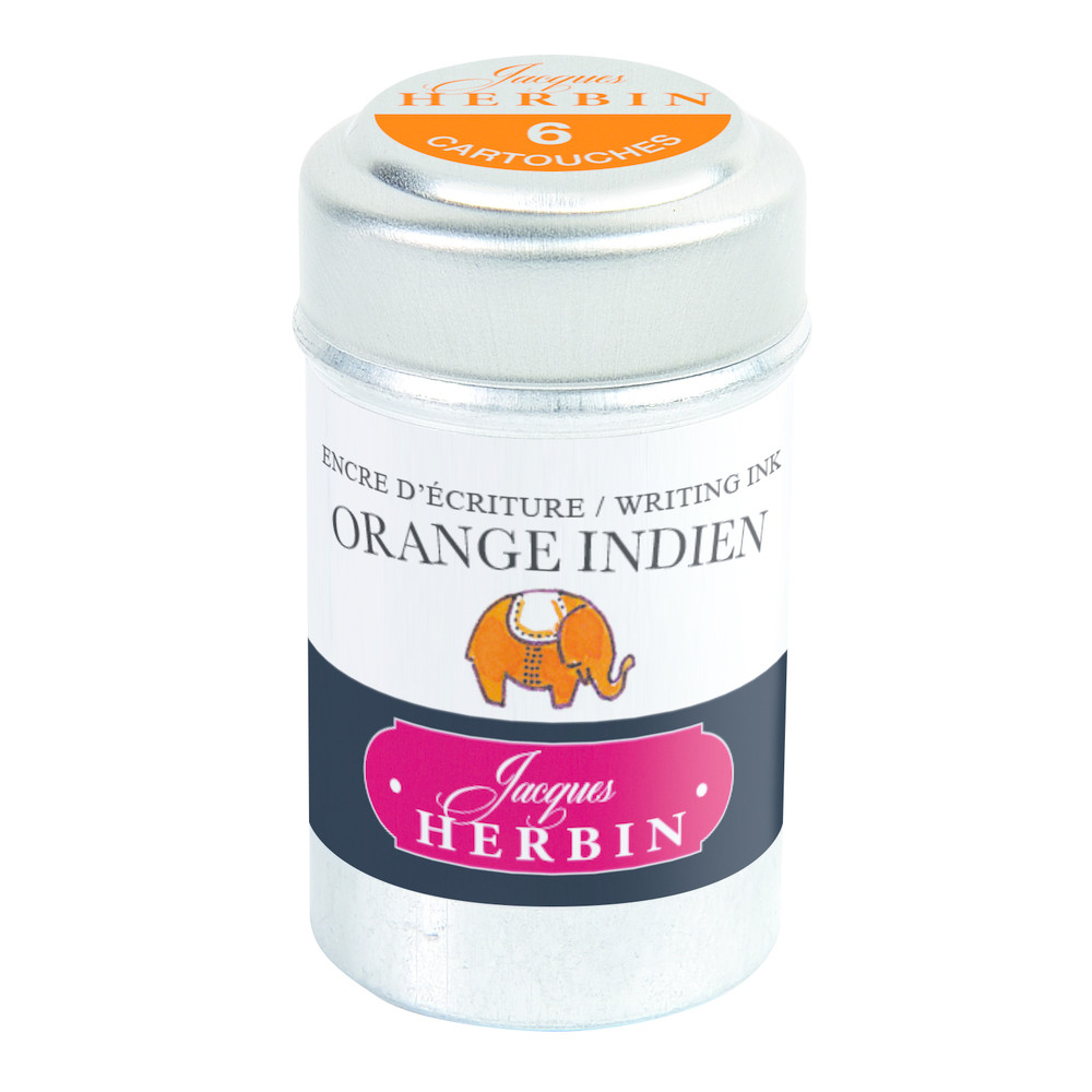 Картриджи с чернилами (6 шт) для перьевой ручки Herbin Orange indien (оранжевый), артикул 20157T. Фото 1