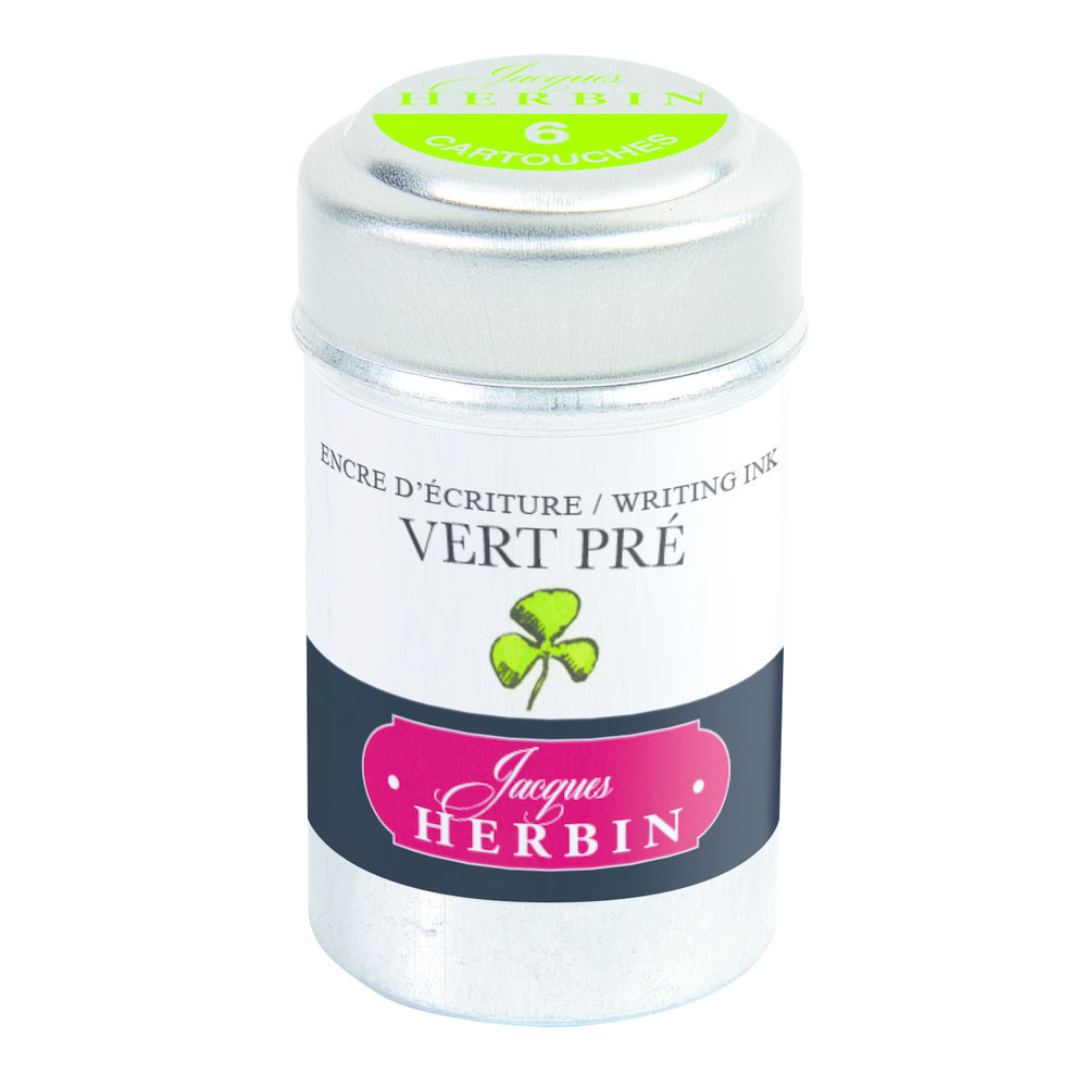 Картриджи с чернилами (6 шт) для перьевой ручки Herbin Vert pre (салатовый), артикул 20131T. Фото 1