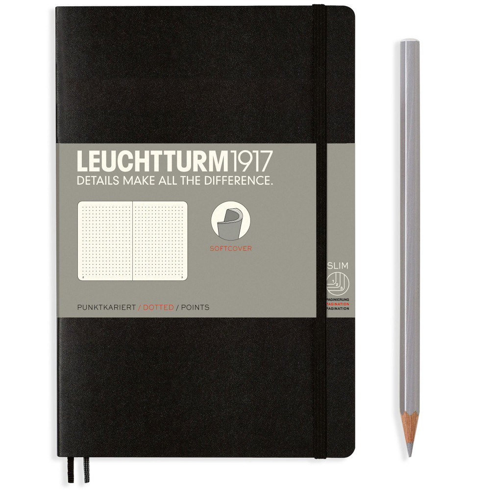 Записная книжка Leuchtturm Paperback B6+ Black мягкая обложка 123 стр, артикул 358291. Фото 2