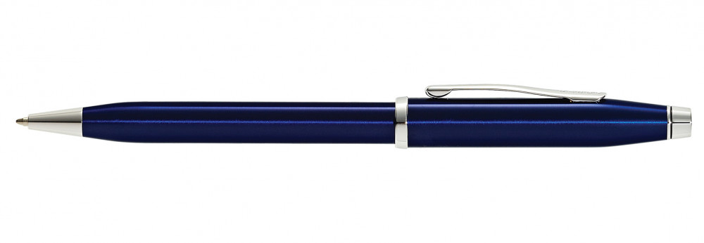 Шариковая ручка Cross Century II Translucent Blue Lacquer Rhodium Plated, артикул AT0082WG-103. Фото 2