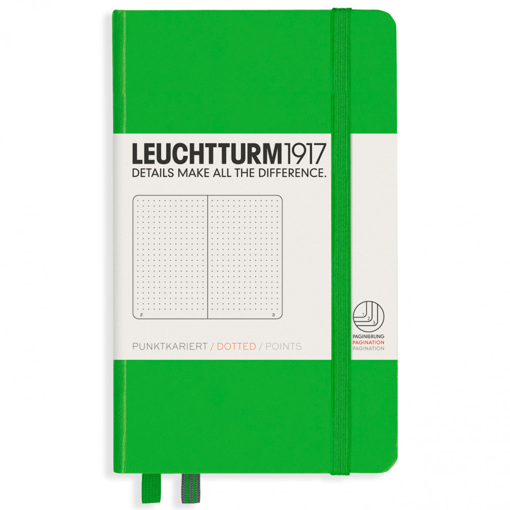 Записная книжка Leuchtturm Pocket A6 Fresh Green твердая обложка 187 стр, артикул 357486. Фото 1