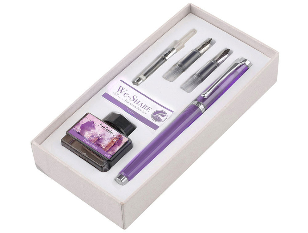 Набор для калллиграфии Pierre Cardin We-Share Lilac: перьевая ручка, набор перьев, конвертер, картриджи, артикул PCW-001-2. Фото 1