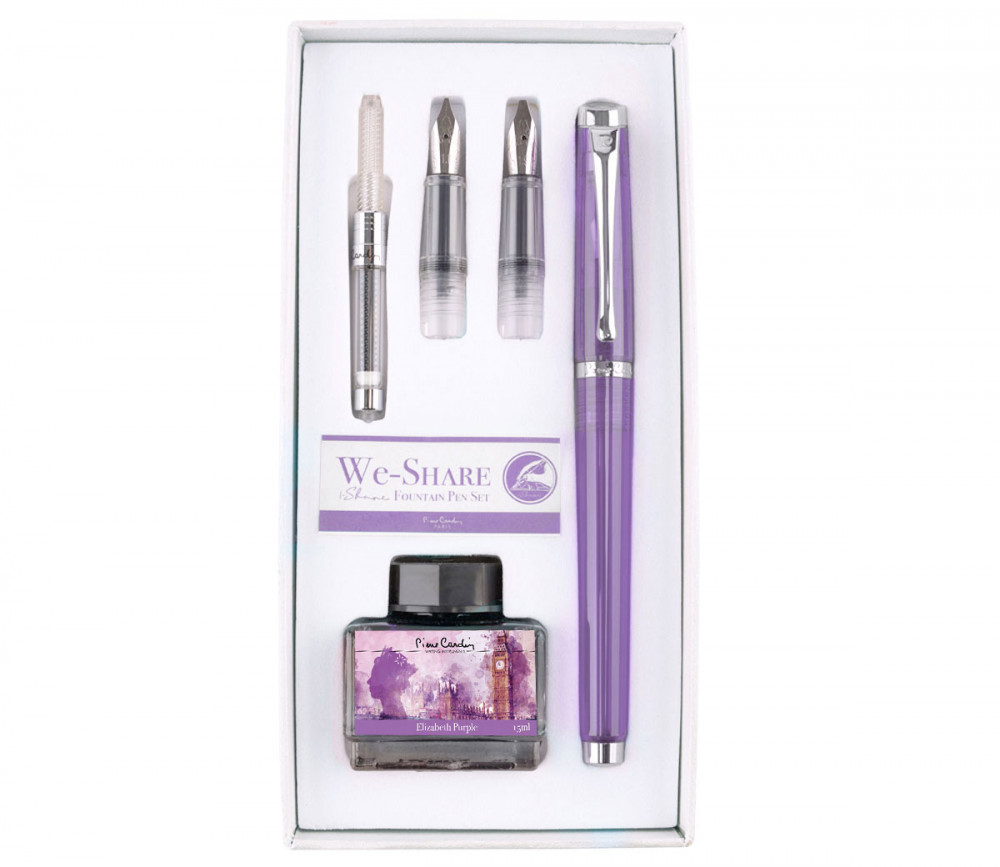 Набор для калллиграфии Pierre Cardin We-Share Lilac: перьевая ручка, набор перьев, конвертер, картриджи, артикул PCW-001-2. Фото 2