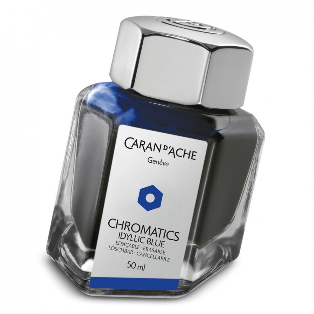 Флакон с чернилами Caran d'Ache Chromatics Iddyllic Blue синий 50 мл, артикул 8011.140. Фото 1