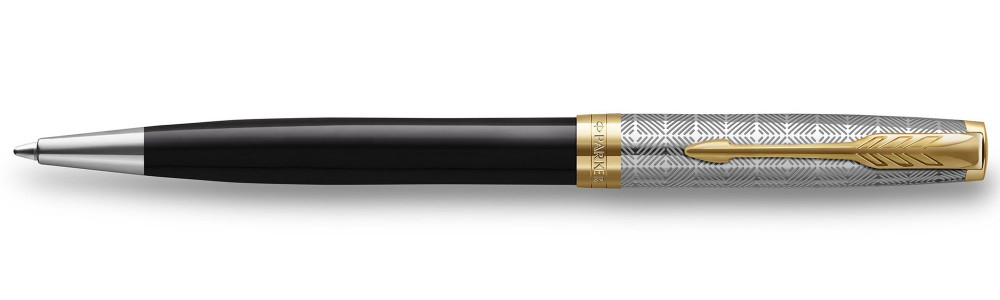 Шариковая ручка Parker Sonnet Premium Metal & Black Lacquer GT, артикул 2119787. Фото 1