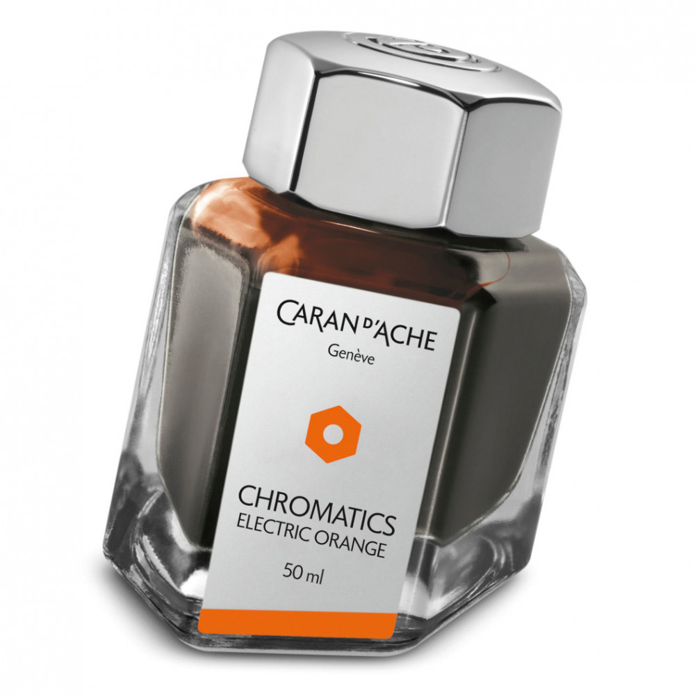 Флакон с чернилами Caran d'Ache Chromatics Electric Orange оранжевый 50 мл, артикул 8011.052. Фото 1