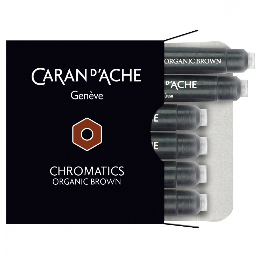 Картриджи Caran d'Ache Chromatics Organic Brown для перьевых ручек, артикул 8021.049. Фото 1