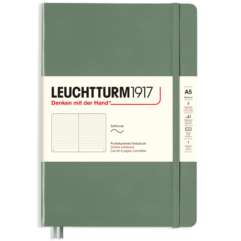 Записная книжка Leuchtturm Medium A5 Olive мягкая обложка 123 стр, артикул 365503. Фото 3