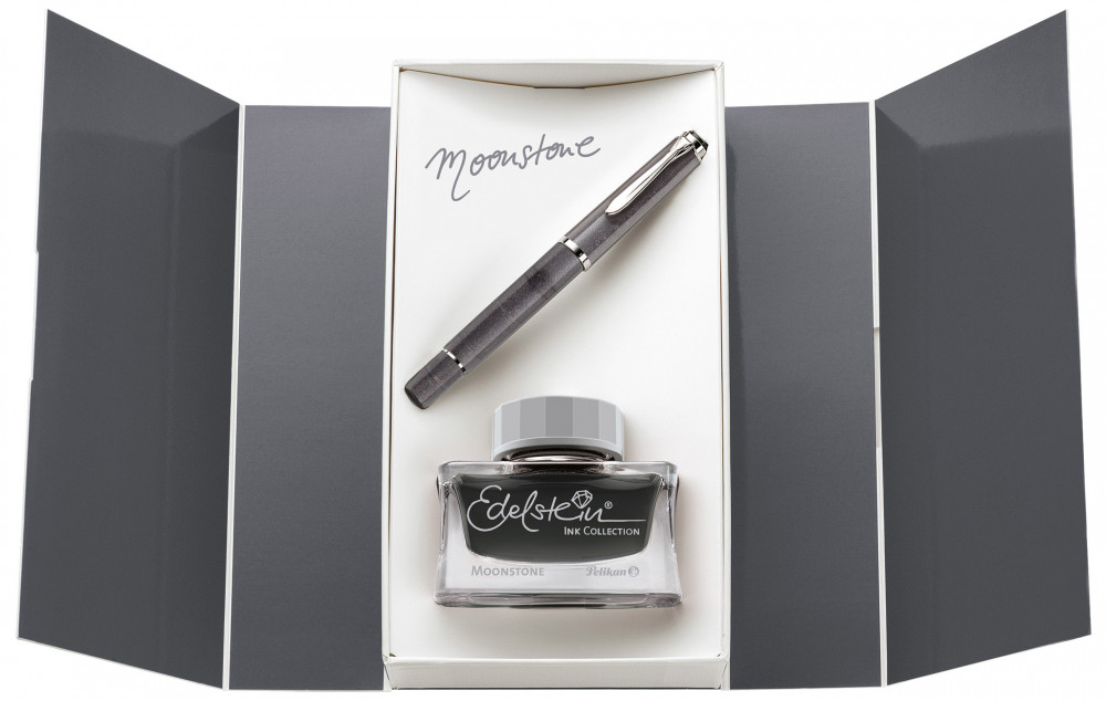 Подарочный набор: перьевая ручка Pelikan Elegance Classic M205 Moonstone SE 2020 + чернила Edelstein Moonstone, артикул PL816922. Фото 1