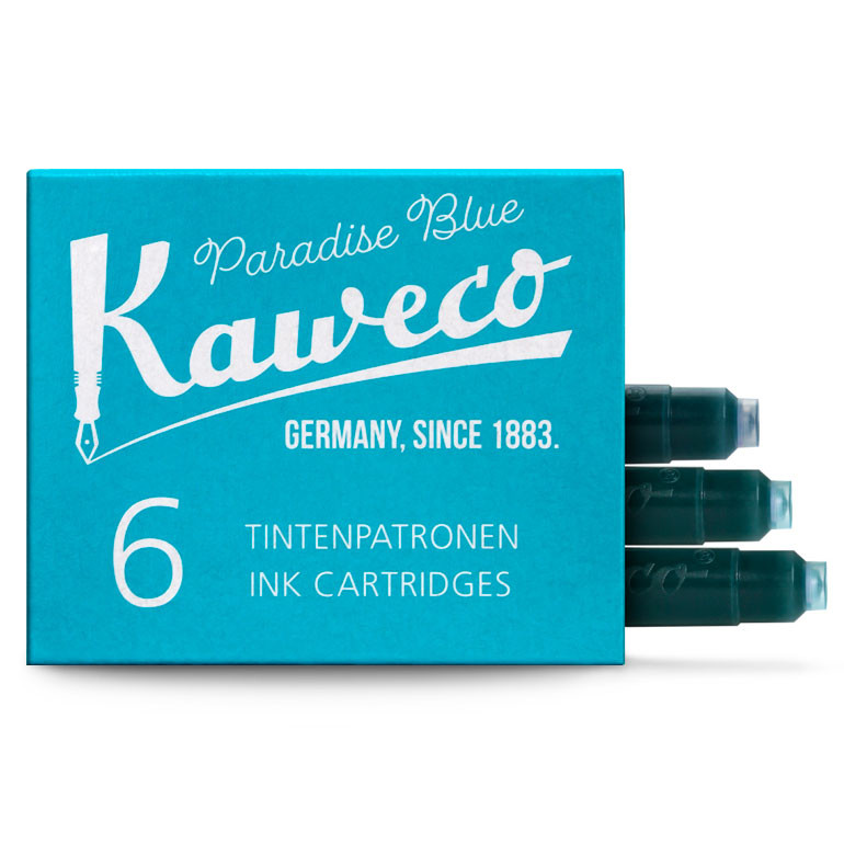 Картриджи с чернилами (6 шт) для перьевой ручки Kaweco Paradise Blue, артикул 10000260. Фото 1
